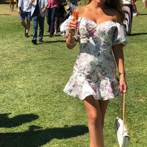 floral mini dress puff sleeve